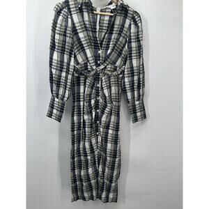 Women "Veronica Beard" blue, olive green, white zip up long shirt dress. Size 2